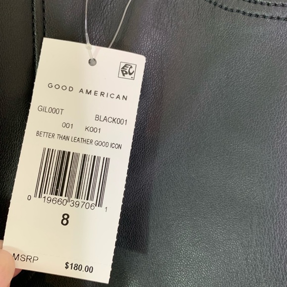 Good American Better Than Leather Faux Leather Good Icon Pants Black Size 8 NWT - Picture 10 of 12